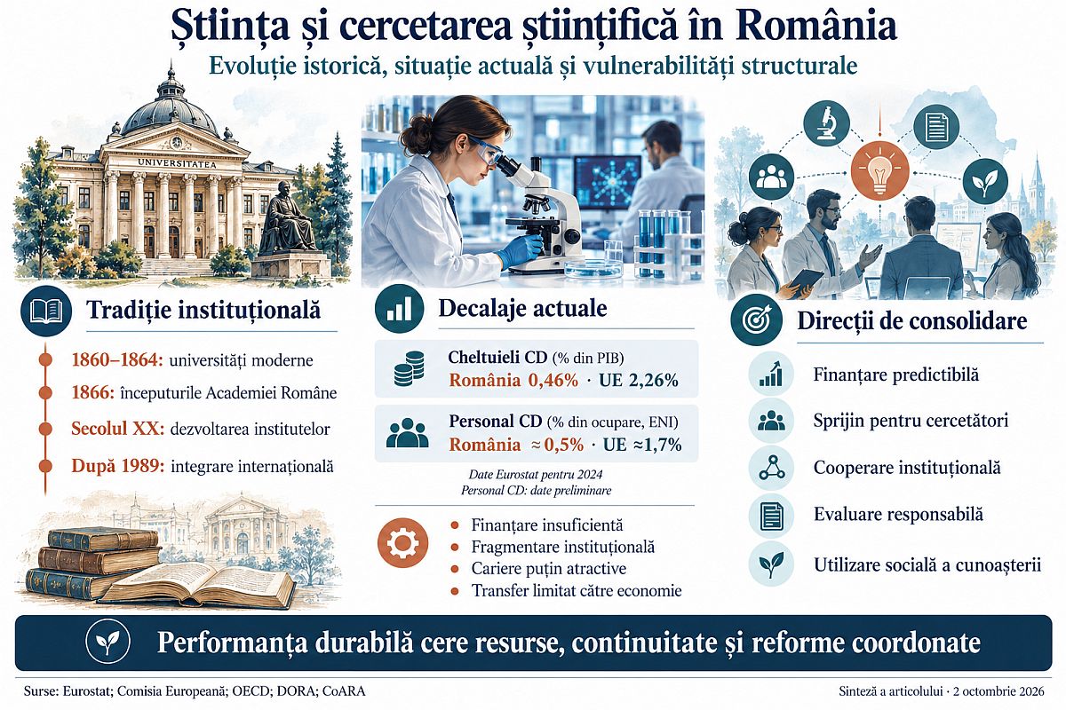 Știința și cercetarea științifică în România: evoluție istorică, situație actuală și vulnerabilități structurale
